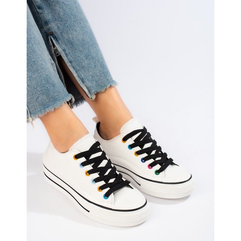 Baskets pour femmes sur la plate-forme Shelovet blanc blanche 1