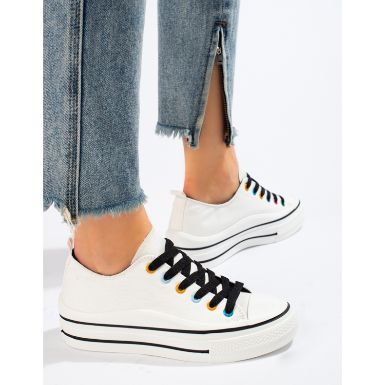 Baskets pour femmes sur la plate-forme Shelovet blanc blanche 2