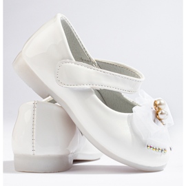 Ballerines fille avec nœud Vinceza blanc 1