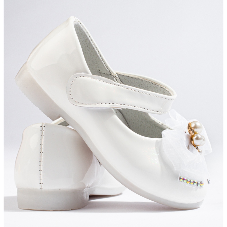 Ballerines fille avec nœud Vinceza blanc 1