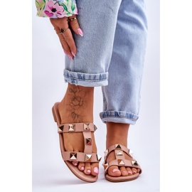 Chaussons femme Mercure nude à gros clous rose 1