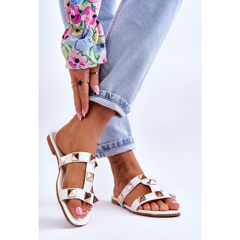 Sandales à gros clous pour femme Blanc Mercure blanche 2