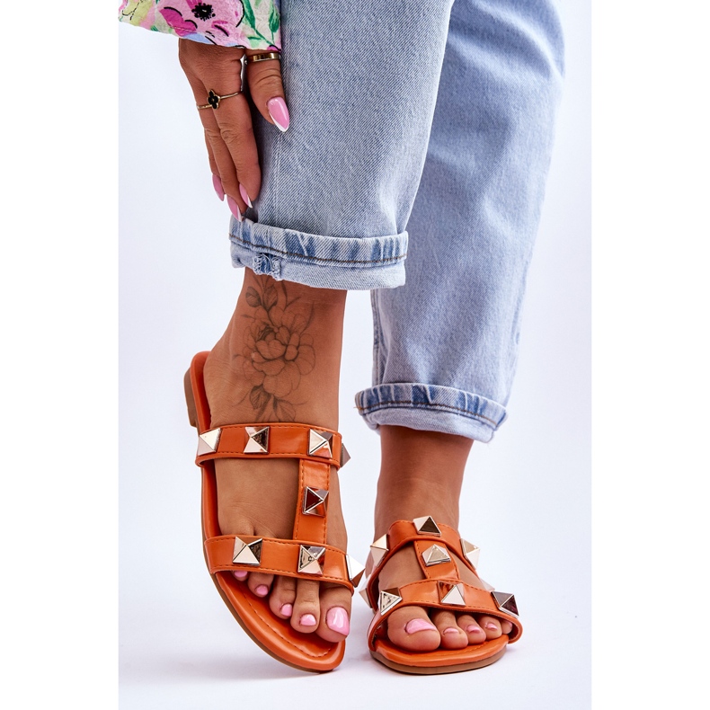 Chaussons Femme Mercure Orange Gros Clous 1 Chaussons Femme Mercure Orange Gros Clous 1