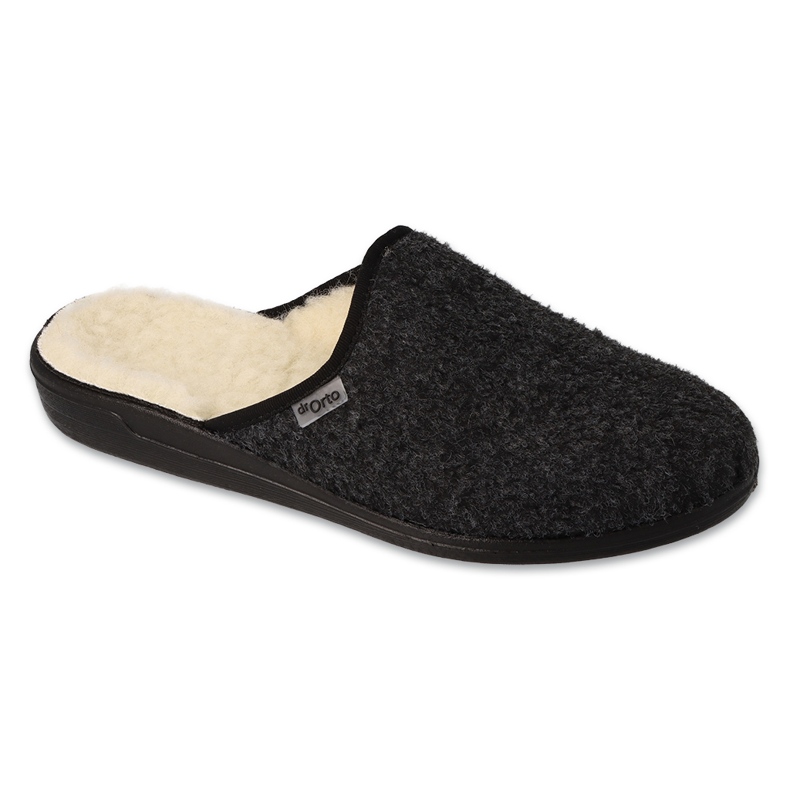 Dr.ORTO Befado chaussons en polyuréthane pour hommes 000M326 noir, isolés avec de la laine de mouton le noir 1