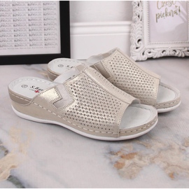 S.Barski Babouches femme en cuir à semelle compensée dorée S. Barski 1