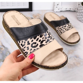 Pantoufles confortables en cuir pour femmes à imprimé léopard Artiker 52C0972 le noir 5