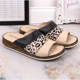 Pantoufles confortables en cuir pour femmes à imprimé léopard Artiker 52C0972 le noir 6