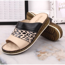 Pantoufles confortables en cuir pour femmes à imprimé léopard Artiker 52C0972 le noir 7