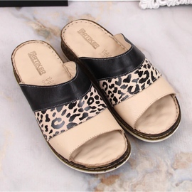 Pantoufles confortables en cuir pour femmes à imprimé léopard Artiker 52C0972 le noir 8