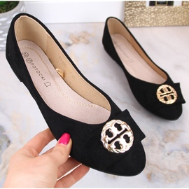Ballerines noires à petit talon en daim pour femme Potocki BB23004 le noir 5