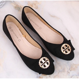 Ballerines noires à petit talon en daim pour femme Potocki BB23004 le noir 7