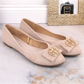 Ballerines petit talon daim beige femme Potocki BB23004 5