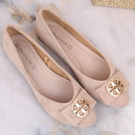 Ballerines petit talon daim beige femme Potocki BB23004 6