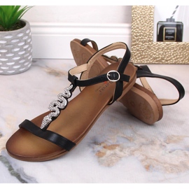 Sandales plates confortables pour femmes avec un serpent noir S.Barski Kv 5541-42 le noir 7
