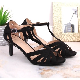 Sandales à épingles en daim noir pour femmes Filippo DS4301 le noir 5