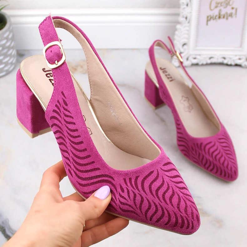 Sandales à talons en daim fuchsia pour femmes Jezzi RMR2263-4 rose 1 Sandales à talons en daim fuchsia pour femmes Jezzi RMR2263-4 rose 1