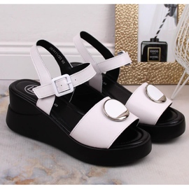 Sandales compensées en cuir blanc pour femmes Filippo DS4411 blanche 2