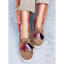Baskets Spring à franges kaki Salma beige 5