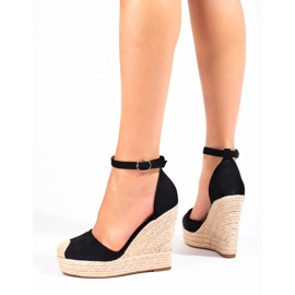 SHELOVET Espadrilles compensées élégantes le noir 1