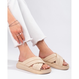 Chaussons sur la plateforme LA.FI beige 1