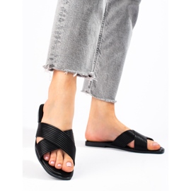 TRENDI Tongs classiques confortables le noir 7