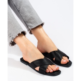TRENDI Tongs classiques confortables le noir 3