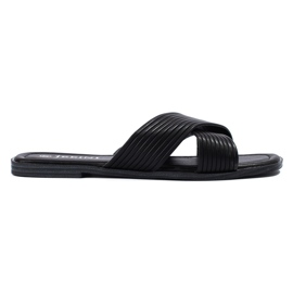 TRENDI Tongs classiques confortables noir 2