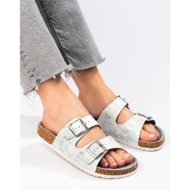 W. Potocki Chaussons Potocki confortables blanc argent 1