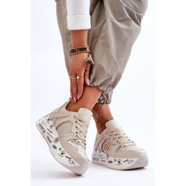 PE1 Baskets en cuir pour femmes sur une plate-forme épaisse Beige Asturias 2