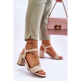 Sandales à Talons Bas en Daim pour Femme Beige Loredo 2