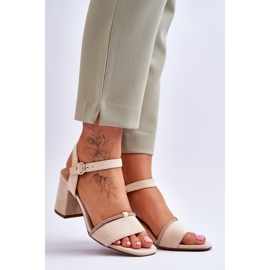 Sandales à Talons Bas en Daim pour Femme Beige Loredo 7