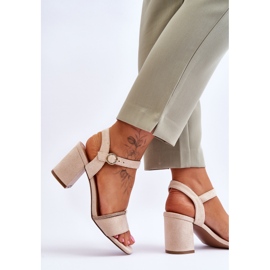 Sandales à Talons Bas en Daim pour Femme Beige Loredo 5