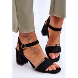 Sandales à talons bas pour femmes en daim noir Loredo le noir 4