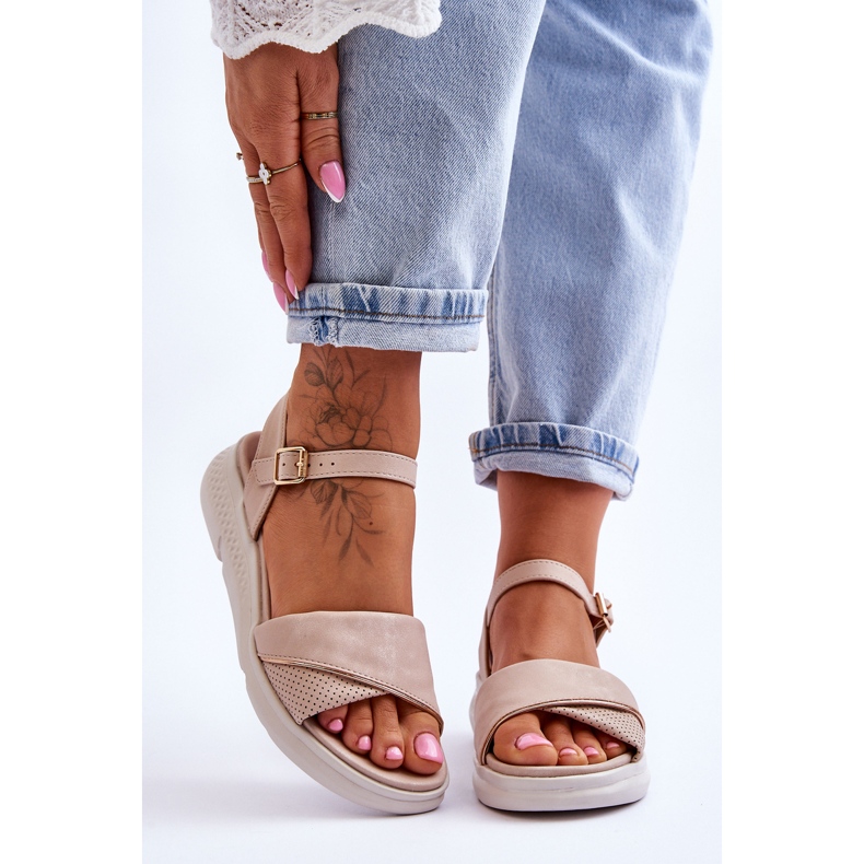 Sandales compensées pour femme Comfort Shoe Nude Ingrid beige 1 Sandales compensées pour femme Comfort Shoe Nude Ingrid beige 1