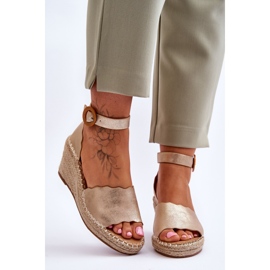 Sandales Compensées Cuir Chaussure Confort Doré Verola d'or 1