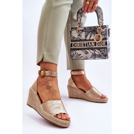 Sandales Compensées Cuir Chaussure Confort Doré Verola d'or 2