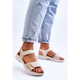 PE1 Sandales Velcro Confort Chaussure Femme Beige-Or Grace 2 PE1 Sandales Velcro Confort Chaussure Femme Beige-Or Grace 2