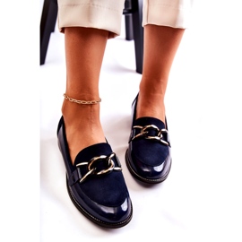 Mocassins Classiques Avec Chaîne Laura Messi 2531 Bleu Marine 4