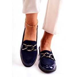 Mocassins Classiques Avec Chaîne Laura Messi 2531 Bleu Marine 1