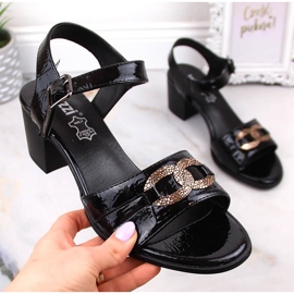 Sandales cuir verni noir femme Jezzi SA69-31 le noir 1