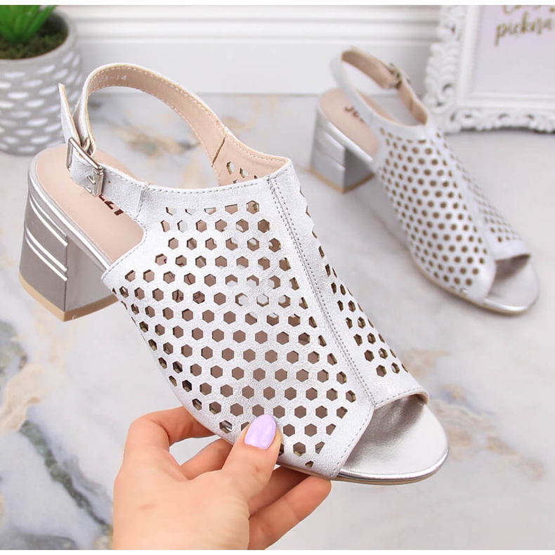 Sandales ajourées talon argent femme Jezzi MR1954A-14 1