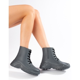 Bottes de pluie Shelovet grises à lacets pour femmes 1
