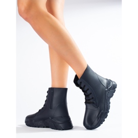 Bottes de pluie pour femme à lacets bleu marine Shelovet 1
