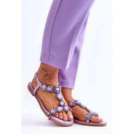 Sandales plates Dallas en daim violet avec pierres 7