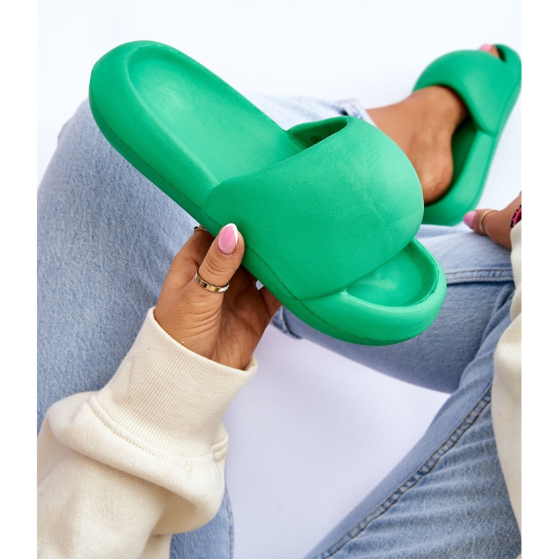 Pantoufles Plateforme Mousse Légère Femme Vert Milton 1