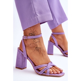 Sandales à Talons Hauts en Daim Classique Violet Bernett 7