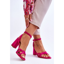 Sandales à talons classiques en daim fuchsia Bernett rose 2