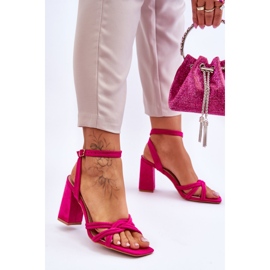 Sandales à talons classiques en daim fuchsia Bernett rose 3