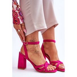 Sandales à talons classiques en daim fuchsia Bernett rose 7