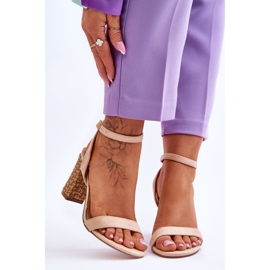 Sandales En Daim Sur Un Talon Selila Beige Tressé 1